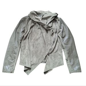 Blank NYC Green Asymmetrical Full Zip Faux Leather Moto Jacket Size Large